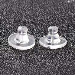 Clear Silicone Ear Nuts, Bullet Clutch Earring Backs with Pad, for Droopy Ears, for Stud Earring Making, Clear, 10x7mm, Hole: 1mm