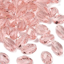 Pink К 9 стекло, имитация Австрийские кристаллические шарики, класс AAA, граненые, двухконусные, розовые, 8x10.5 мм, отверстие : 0.9~1 мм