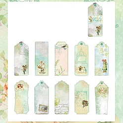 Medium Aquamarine Paper Bookmarks, Vintage Style Bookmarks for Booklover, Rectangle with Flower Pattern, Medium Aquamarine, 150x65mm, 10 styles, 2pcs/style, 20pcs/set