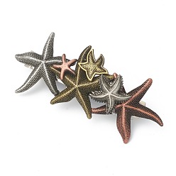 Mixed Color Punk Vintage Hair Accessories, Tibetan Style Alloy Hair Barrette, Starfish, Mixed Color, 100x42x18mm