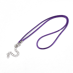 Dark Violet Waxed Cord Necklace Making, with Zinc Alloy Lobster Clasps, Platinum, Dark Violet, 17.8 inch~18 inch(45.5~46cm), 2mm