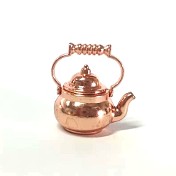 Rose Gold Alloy Miniature Teapot Ornaments, Micro Landscape Garden Dollhouse Accessories, Pretending Prop Decorations, Rose Gold, 31x29x22mm