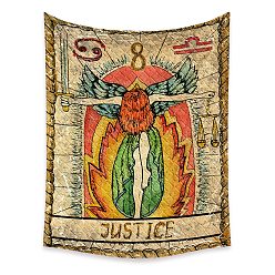 Colorful Tarot Tapestry, Polyester Bohemian Wall Hanging Tapestry, for Bedroom Living Room Decoration, Rectangle, Justice XI, 950x730mm