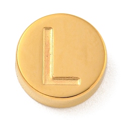Letter L Ионное покрытие (ip) 304 шарики из нержавеющей стали, плоские круглые с буквы, золотые, Письмо L, 8x3 мм, отверстие : 1.6 мм