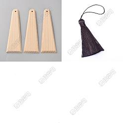 Цвет Древесины 3шт. инструмент для прессования воска из буковой древесины, с 3 шт. большими подвесками из полиэстерного шнура с кисточками, деревесиные, 140x45x5.5 мм, отверстие : 4 мм