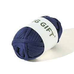 Midnight Blue Polyester Cloth Yarn, For Hand Knitting Thick Thread, Crochet Cloth Yarn, Midnight Blue, 5mm, about 32.81 Yards(30m)/Skein