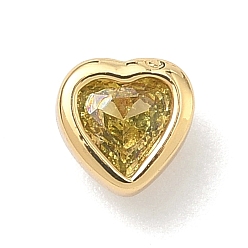 Желтый Кабошоны из кубического циркония в форме сердца из латуни с микропаве, стойки покрытие, долговечный, без свинца и без кадмия, реальный 18 k позолоченный, желтые, 5x5.5x3 мм
