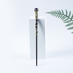 Amethyst Natural Amethyst Magic Wand, Wood Cosplay Magic Wand, for Witches and Wizards, 260mm