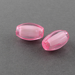 Hot Pink Transparent Acrylic Beads, Bead in Bead, Oval, Hot Pink, 20x12mm, Hole: 3.9mm, about 310pcs/500g