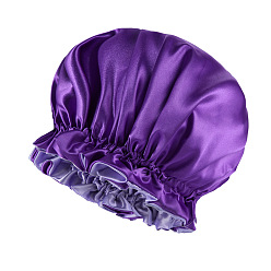 purple Double-Layered Satin Lined Sleep Cap for Chemotherapy - Extra Large Round Hat