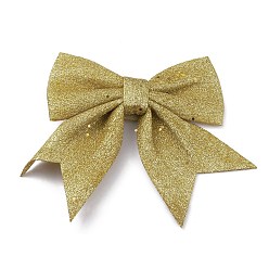 Light Khaki Glitter Cloth Bowknot Pendant Decoration, for Christmas Tree Gift Box Hanging Ornaments, Light Khaki, 165~180x160~175x19~20mm