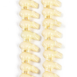 Светлый Золото-желтый Нити резных бусин синтетического коралла, носорог, светлый золотарник желтый, 16~17x9.5x6.5 мм, отверстие : 1 мм, около 30 шт / нитка, 9.65'' (24.5 см)