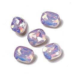 Rose Water Opal Light AB Style K9 Glass Rhinestone Cabochons, Pointed Back & Back Plated, Octagon Rectangle, Rose Water Opal, 10x8x4mm