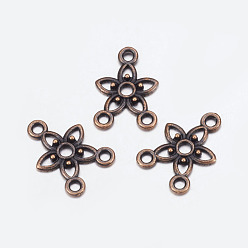 Red Copper Chandelier Component Links, 3 Loop Connectors, Lead Free and Cadmium Free, Alloy, Star, Red Copper Color, about 17.5mm long, 12mm wide, 2mm thick, hole: 1.5mm