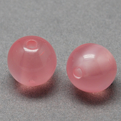 Light Coral Round Imitation Cat Eye Resin Beads, Light Coral, 10x9mm, Hole: 1.8~2mm
