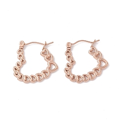 Rose Gold Ion Plating(IP)  304 Stainless Steel Heart Wrap Hoop Earrings for Women, Rose Gold, 21x21x1.5mm, Pin: 0.6mm