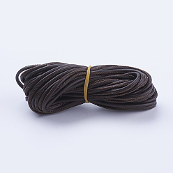 Brun De Noix De Coco PU cordons en cuir, pour la fabrication de bijoux, ronde, brun coco, 3 mm, environ 10 yards / bundle (9.144 m / paquet)