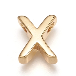 Letter X Brass Charms, Long-Lasting Plated, Real 18K Gold Plated, Letter.X, X: 9x7x3mm, Hole: 1.6mm
