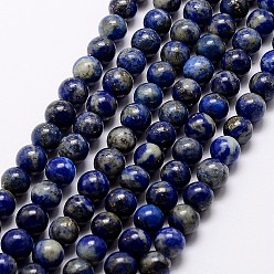 Lapis Lazuli Natural Lapis Lazuli Beads Strands, Round, 8mm, Hole: 1mm, about 48pcs/strand, 15.5 inch(39cm)