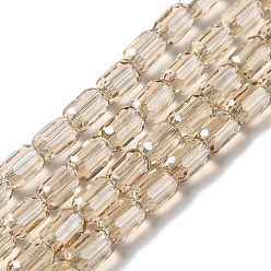 Цвет Древесины Стеклянные бусины с гальваническим покрытием , граненые, AB цвет, колонка, деревесиные, 3x5 мм, отверстие : 1 мм, около 79 шт / нитка, 15.75~16.14'' (40~41 см)