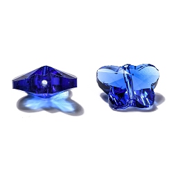 Dodger Blue Transparent Glass Beads, Faceted, Butterfly, Dodger Blue, 12x15x8mm, Hole: 1.5mm