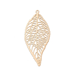 Light Gold Стеллаж покрытие латунь филигрань большие подвески, долговечный, лист прелести, золотой свет, 42x19x0.3 мм, отверстие : 1.2 мм