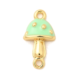 Бледно-Зеленый Подвески-соединители из латунной эмали в виде осеннего гриба, долговечный, без кадмия и без свинца, реальный 18 k позолоченный, стойки покрытие, бледно-зеленый, 16.5x9x3 мм, отверстие : 1.2 мм