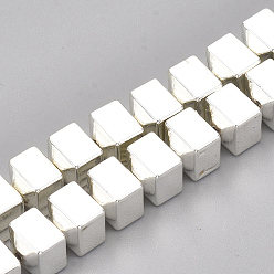 Silver Plated Electroplate Non-magnetic Synthetic Hematite Beads Strands, Flat Round, Silver Plated, 8x4mm, Hole: 1mm, about 50pcs/strand, 15.7 inch