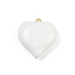 Белый Латунь эмаль подвески, реальный 18 k позолоченный, шарма сердца, белые, 23.5x22.5x8.5 мм, отверстие : 1.2 мм