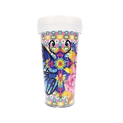 Butterfly DIY Cup Diamond Painting Kits, Including Resin Rhinestones, Pen, Tray & Glue Clay, Butterfly Pattern, 165x65mm