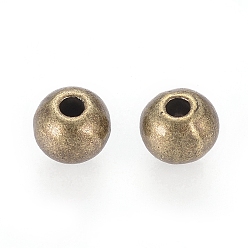 Antique Bronze Tibetan Style Spacer Beads, Round, Lead Free & Cadmium Free, Antique Bronze, 5x4mm, Hole: 1.5mm