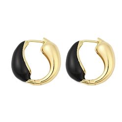 Черный Серьги-гвоздики из латуни, долговечный, без кадмия и без свинца, стойки покрытие, цветок, чёрные, 22x9x22.5 мм