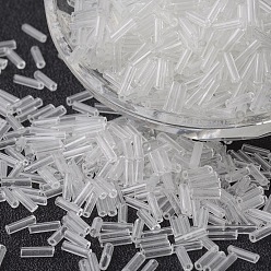 Clear Transparent Glass Bugle Beads, Round Hole, Clear, 6~7x1.5~2mm, Hole: 0.5mm, about 12500pcs/bag