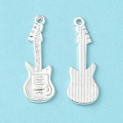 Silver Tibetan Style Alloy Pendant, Guitar, Lead Free and Cadmium Free, Silver, 31x11x2mm, Hole: 2mm