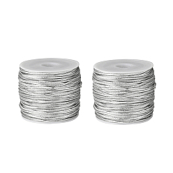 Silver 2 Rolls PVC Tubular Synthetic Rubber Cord, with Spools, Silver, 1mm, 25m/Roll