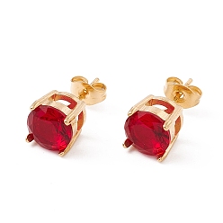 (123L) Белый крем непрозрачный блеск 6 пара плоских круглых сережек из циркония, 304 женские украшения из нержавеющей стали, золотые, огнеупорный кирпич, 8 мм, штифты : 0.7 мм