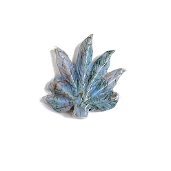 Moss Agate Natural Moss Agate Carved Healing Maple Leaf Stone, Reiki Energy Stone Display Decorations, 50~55x50mm