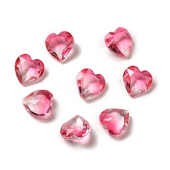 Rose Faceted K9 Glass Rhinestone Cabochons, Pointed Back, Heart, Rose, 7.8x8x4.2mm