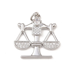 Платина Латунные микро проложить кубического циркония подвески, весы, без кадмия и без свинца, стойки покрытие, долговечный, с целью перехода в кольце, платина, 21.5x21x3.5 мм, отверстие : 3.4 мм