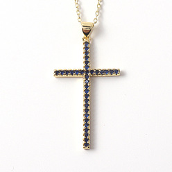 06 Vintage Religious Gold Plated CZ Cross Pendant for Women - Creative Colorful Diamond Fashion Necklace