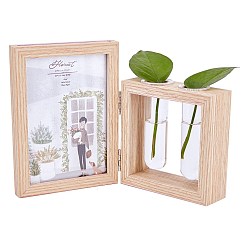 Bisque Unfinished Natural Wood Photo Frame Making, with Glass Tube, for Hydroponics Flower, Rectangle, Bisque, 16x11.7x5.3cm