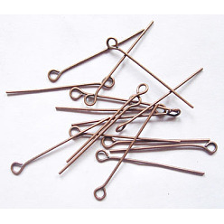 Red Copper Iron Eye Pin, Cadmium Free & Nickel Free & Lead Free, Red Copper, 26x0.7mm, Hole: 2mm, about 11000pcs/1000g