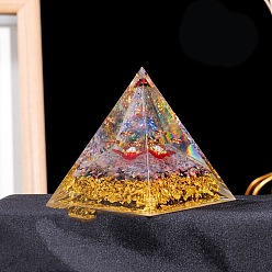 Mixed Stone Resin Energy Generators, Reiki Natural Gemstone Chips Orgonite Pyramid for Home Office Desk Decoration, 70x70mm