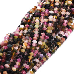 Tourmaline Natural Tourmaline Beads Strands, Faceted, Bicone, 4x4mm, Hole: 0.7mm, about 105pcs/strand, 15.35''(39cm)