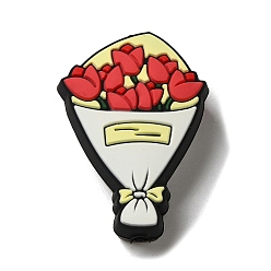 Rouge Perles focales en silicone de qualité alimentaire rose de la Saint-Valentin, perles à mâcher pour les jouets de dentition, Diy soins infirmiers colliers faisant, rouge, 29x20x8mm, Trou: 2.5mm