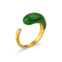 Green Minimalist Stainless Steel Water Drop Open-ended Ring Jewelry