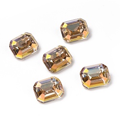 Light Juicy Peach AB Стеклянные кабошоны со стразами в стиле AB, плоская задняя и задняя, прямоугольные, светло-сочный персик, 10x8x4.7 мм