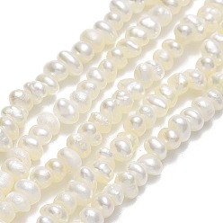 Linen Natural Cultured Freshwater Pearl Beads Strands, Keshi Pearl Beads, Nuggets, Linen, 3~4x3x2~2.5mm, Hole: 0.5mm, about 156~163pcs/strand, 14.17~14.29''(36~36.3cm)