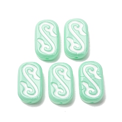 Аквамарин Бусины лэмпворк , овал с амулетом, аквамарин, 20x12x6~7 мм, отверстие : 1.2~1.4 мм