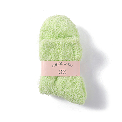 Light Green Polyester Faux Fur Knitting Socks, Winter Warm Thermal Socks, Light Green, 250x70mm